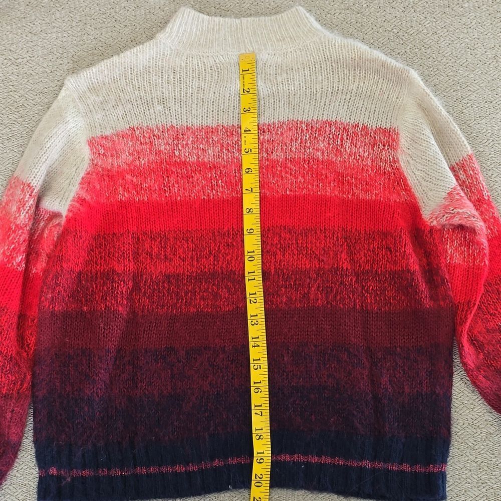 American Eagle Ombre Tan Red Blue Stripe Mock Neck Cozy Sweater - Size Medium - Picture 13 of 13